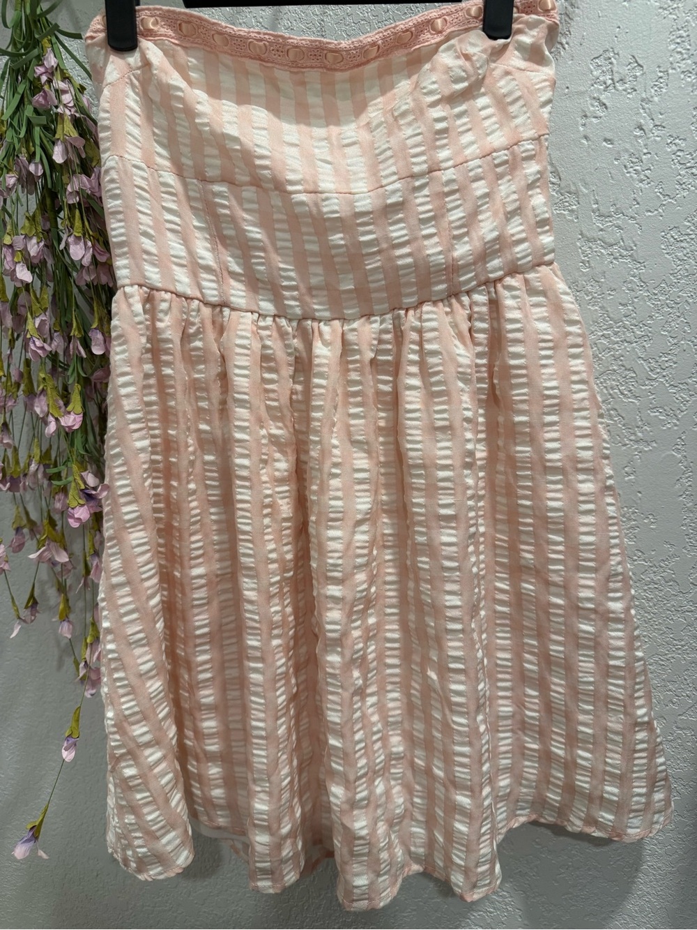 Alter’d State Peach and White Striped Textured Dress